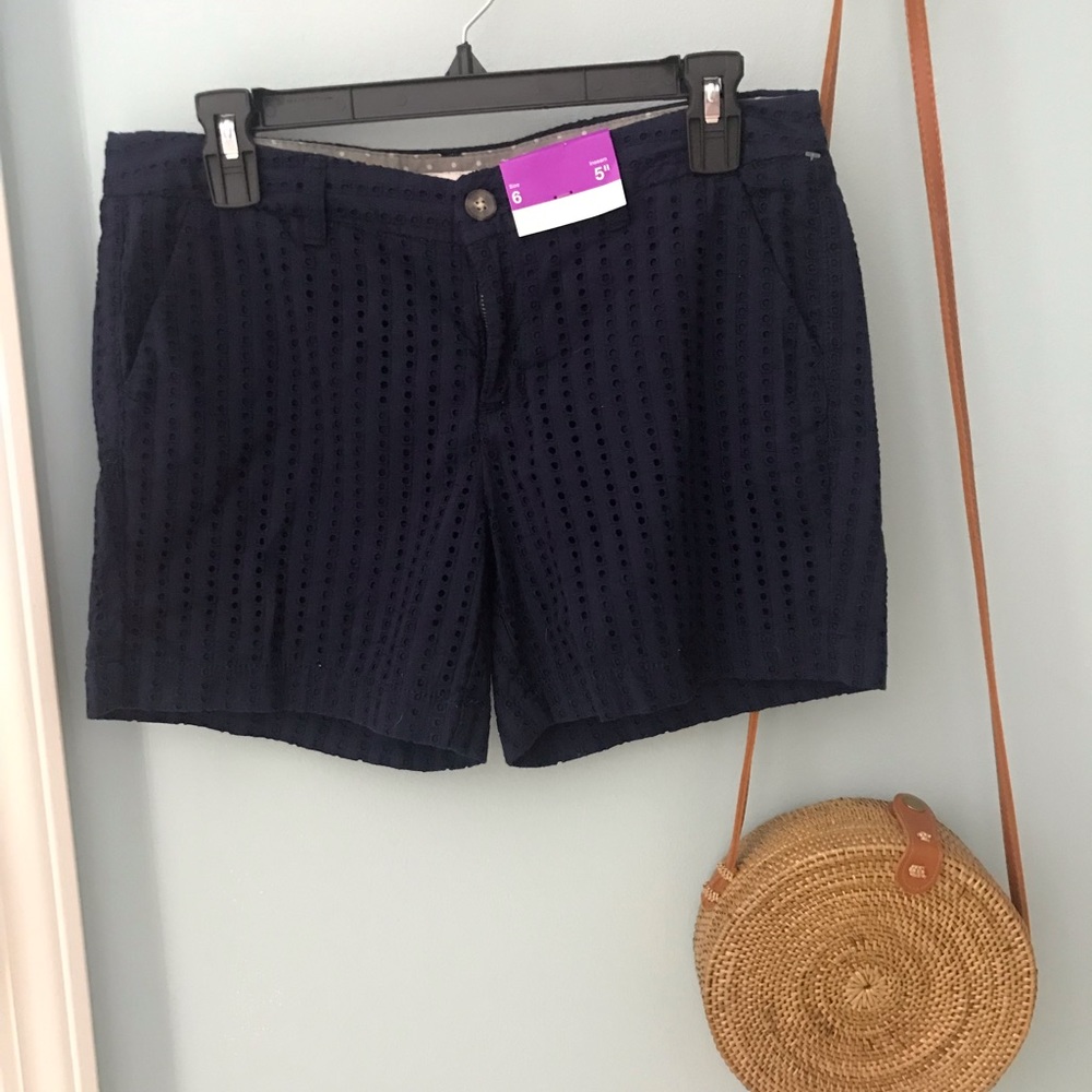 Navy eyelet shorts